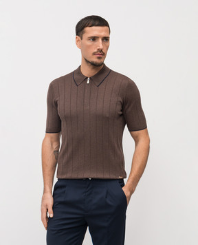 Enrico Mandelli Коричневе поло із шовку 3K066A5675