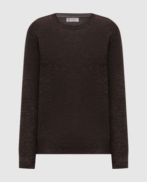 Brunello Cucinelli Коричневий джемпер з кашеміру, шовку та льону MSY00100