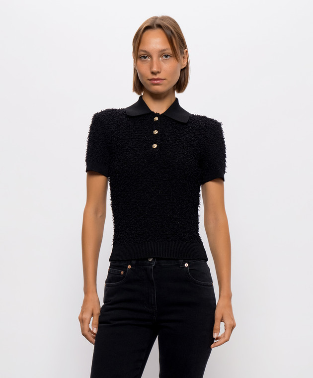 Balmain Черное твидовое поло PO0000000003 изображение 3