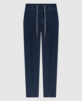 Brunello Cucinelli Брюки синего цвета из льна M243DE1710