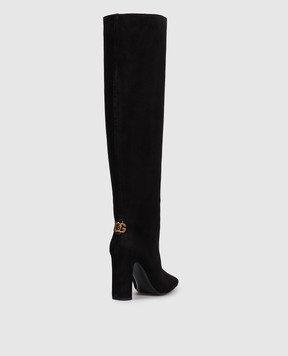 Dolce&Gabbana Чорні замшеві чоботи з логотипом CU1218A1275