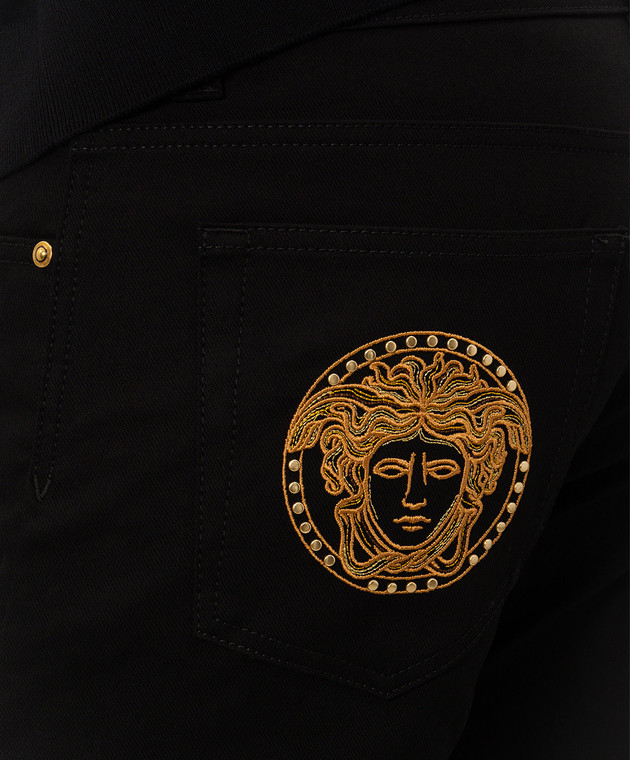 Versace Чорні джинси з вишивкою емблеми 10270171A19298 зображення 5