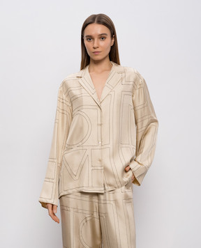 Toteme Бежевая блузка из шелка с вышивкой монограммы логотипа 213755707