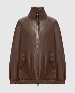 Brunello Cucinelli Коричнева шкіряна куртка MPNMO7569P
