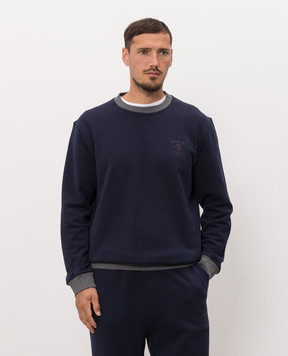 Brunello Cucinelli Синий свитшот с вышивкой MM8263390G