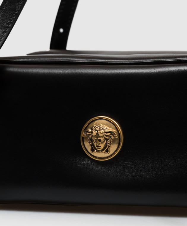 Versace Черная кожаная сумка-тоут Emblème 10243181A17449 изображение 4