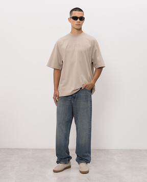 Off-White Бежева футболка з принтом логотипа 44MAA120S26J00H