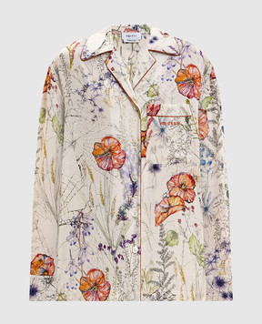 Alexander McQueen Біла сорочка в піжамному стилі в квітковий принт Meadow 861422QZAQV