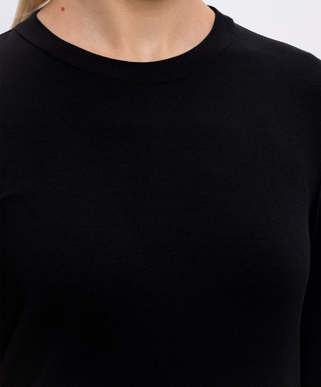 Brunello Cucinelli Черный лонгслив с цепочкой мониль MPT18B0107 изображение 5