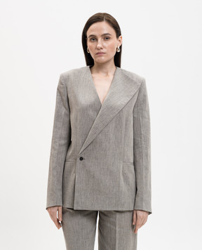 Loulou de Saison Серый двубортный жакет SUNA с льном SUNA