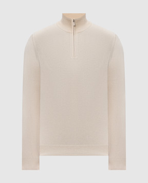 Brunello Cucinelli Джемпер из кашемира с молнией цвета айвори M2200124