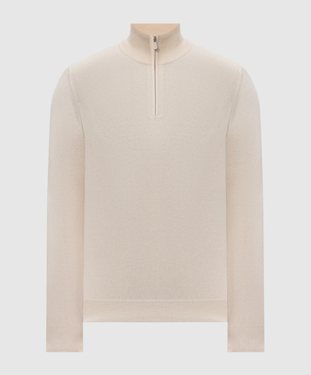 Brunello Cucinelli Джемпер из кашемира с молнией цвета айвори M2200124