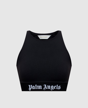Palm Angels Чорний топ з візерунком логотипа PAWVO001FB001
