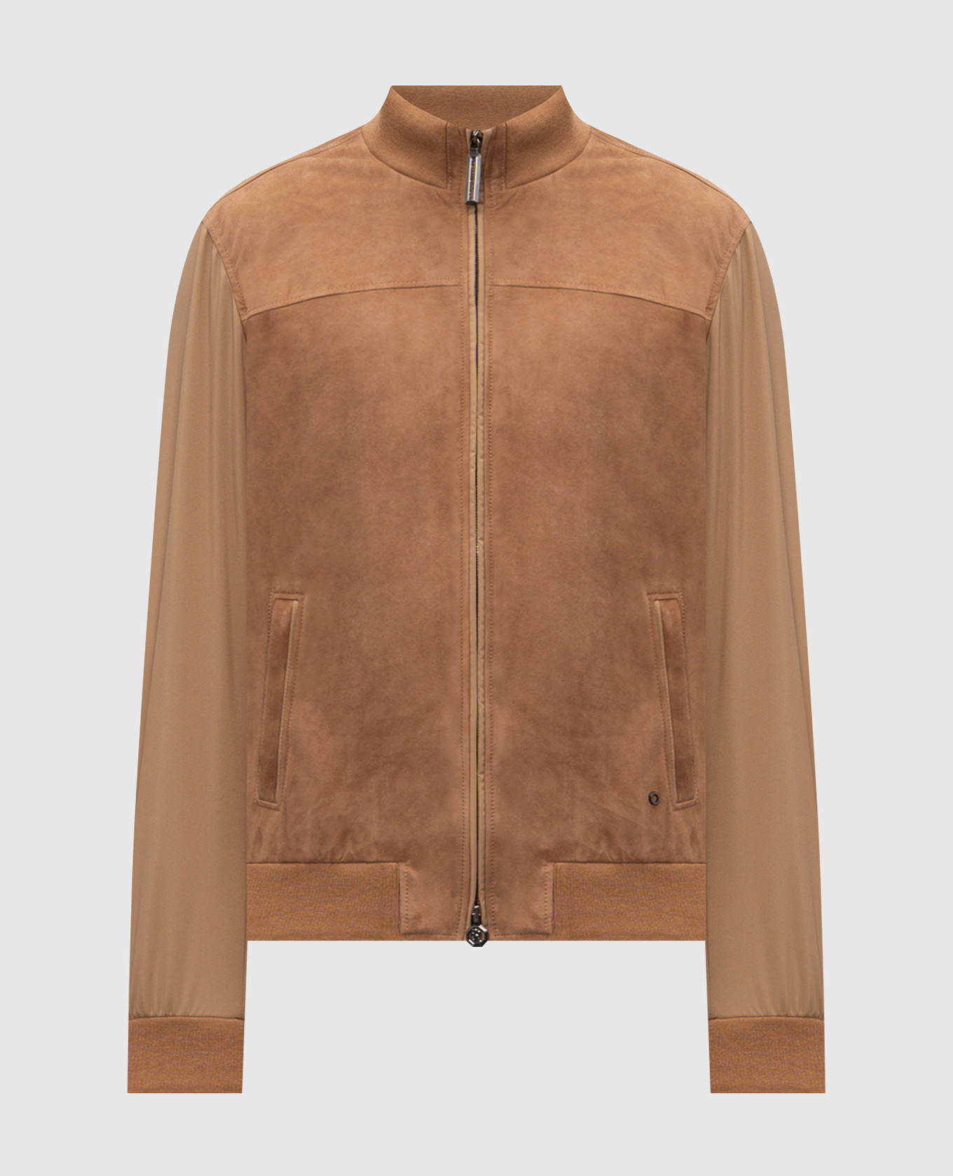 Коричневая комбинированная куртка