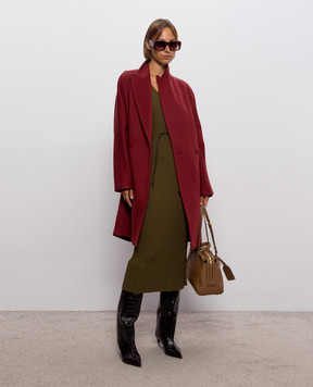 Max Mara Бордове двобортне пальто MASTRO з вовни MSTMASTRO