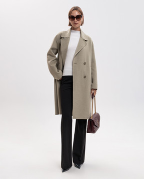Twinset Зеленое двубортное пальто с шерстью 262TP2011