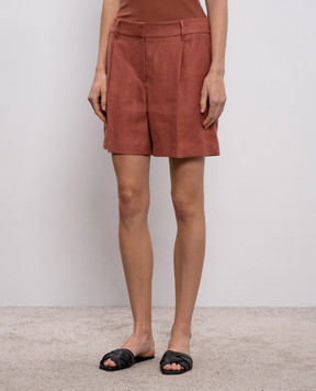 Brunello Cucinelli Розовые шорты из льна MH527P8923