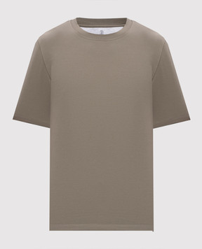 Brunello Cucinelli Футболка цвета хаки прямого кроя M0B131308