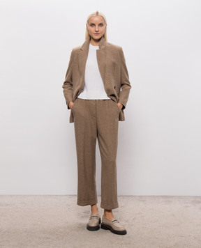Allude Светр кольору айворі з короткими рукавами з кашеміру 26511152
