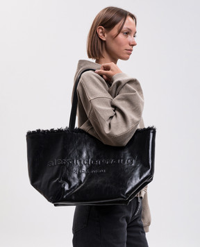 Alexander Wang Черная кожаная глянцевая сумка-тоут на меху 20426T21L