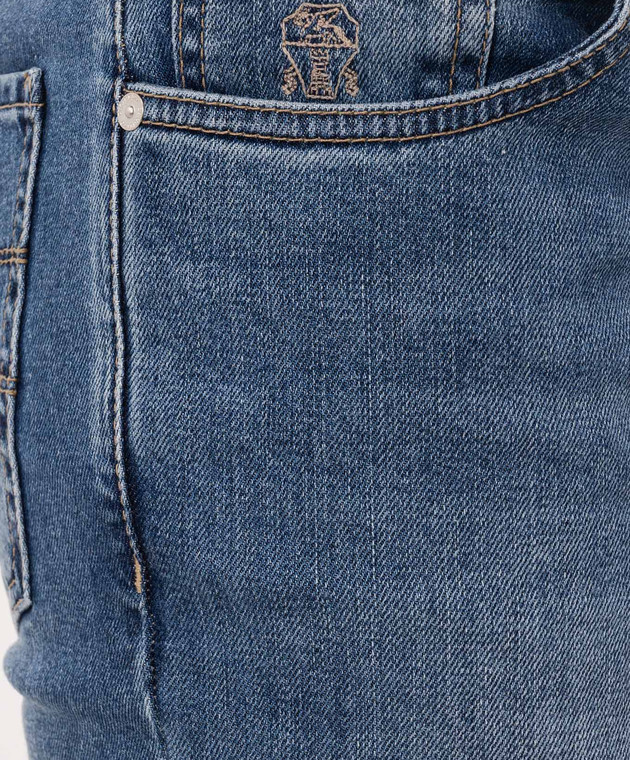 Brunello Cucinelli Джинси синього кольору з вишивкою емблеми M283PD3210 зображення 5