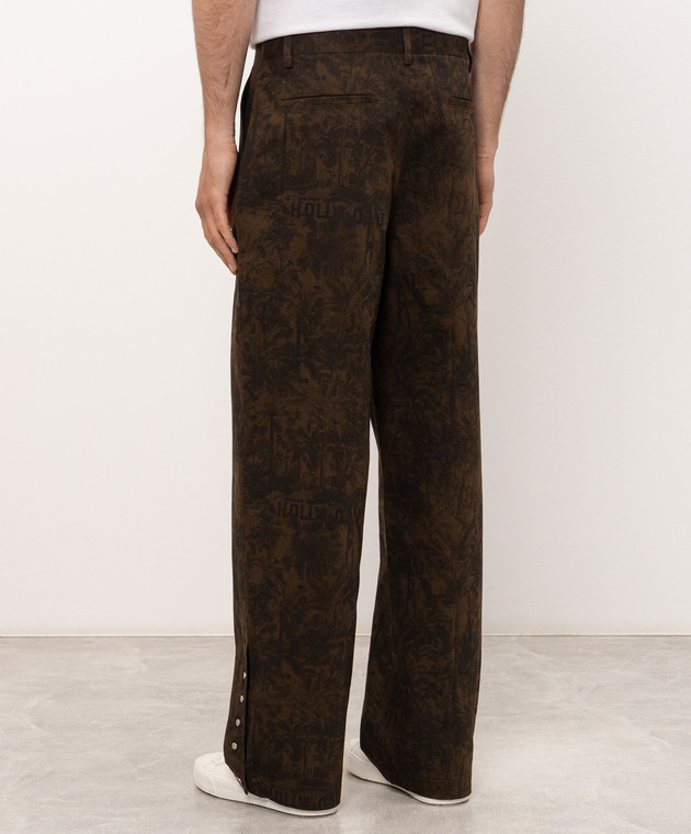 Palm Angels Коричневые брюки Starleaf со льном PAMCA003FB004 изображение 4