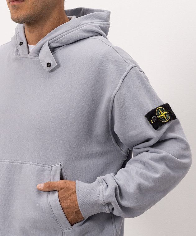 Stone Island Голубой худи с патчем логотипа L2S156100023S0A20 изображение 5