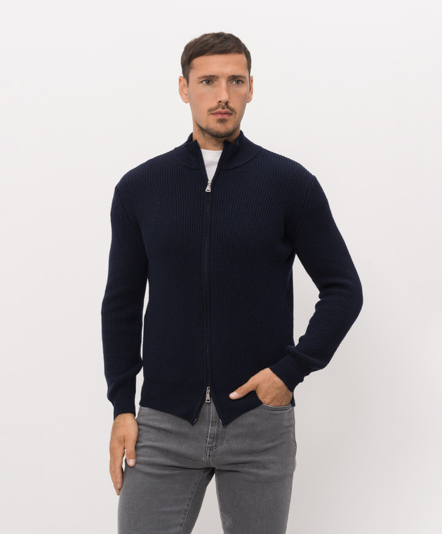 Cashmere&Whiskey Синій кардиган з вовни мериноса 83110 зображення 3