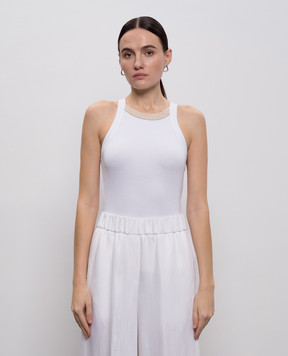 Peserico Белый топ с шелком в рубчик A08624J05669A