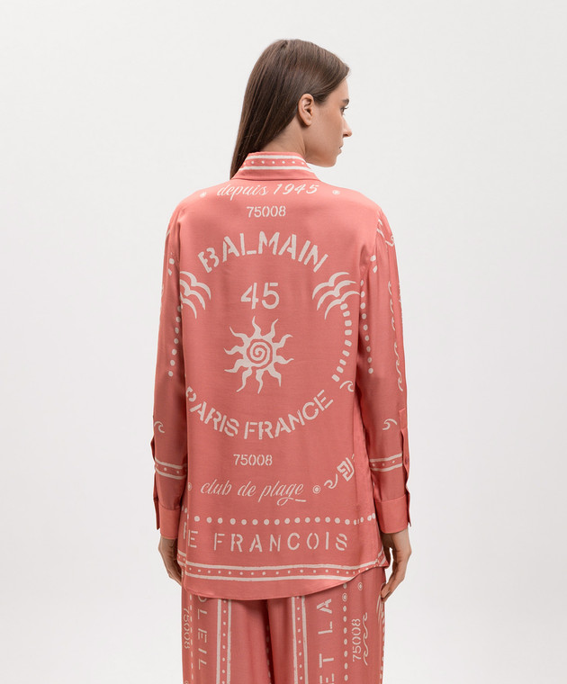 Balmain Рожева блуза в брендовий принт GF0HS435VI92 зображення 4