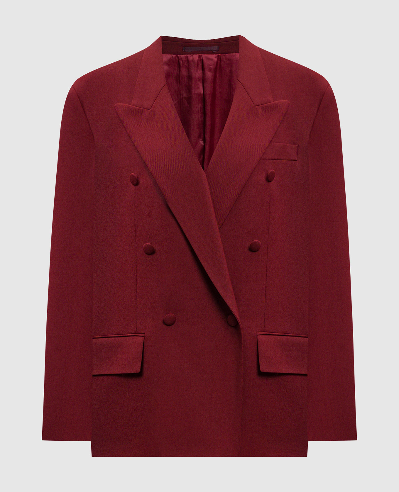 

Бордовый двубортиный жакет из шерсти, Жакеты