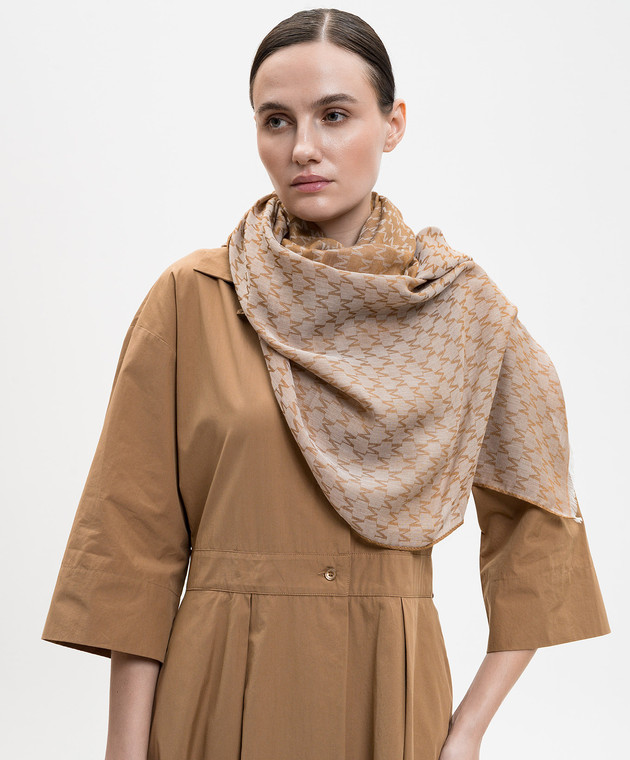 Max Mara Коричневий шарф PANIERE з вовною та шовком MXAPANIERE зображення 2