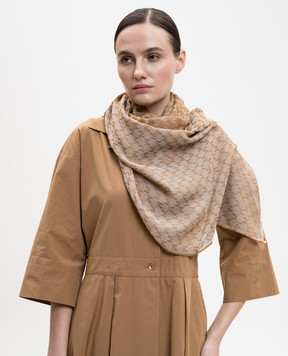 Max Mara Коричневый шарф PANIERE с шерстью и шелком MXAPANIERE