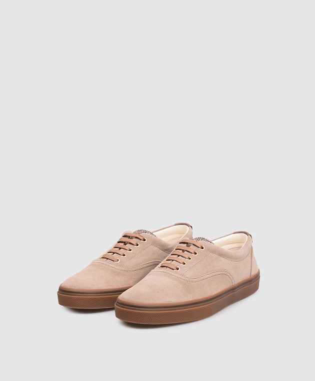 Brunello Cucinelli Коричневые замшевые кеды MZUEIVZ354 изображение 2