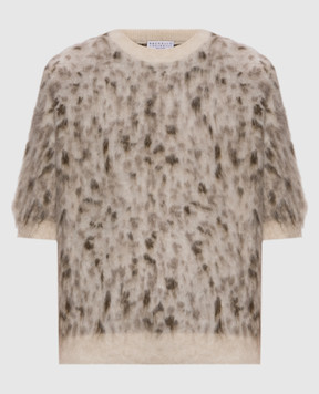Brunello Cucinelli Бежевий топ з вовною в принт M2I242510P