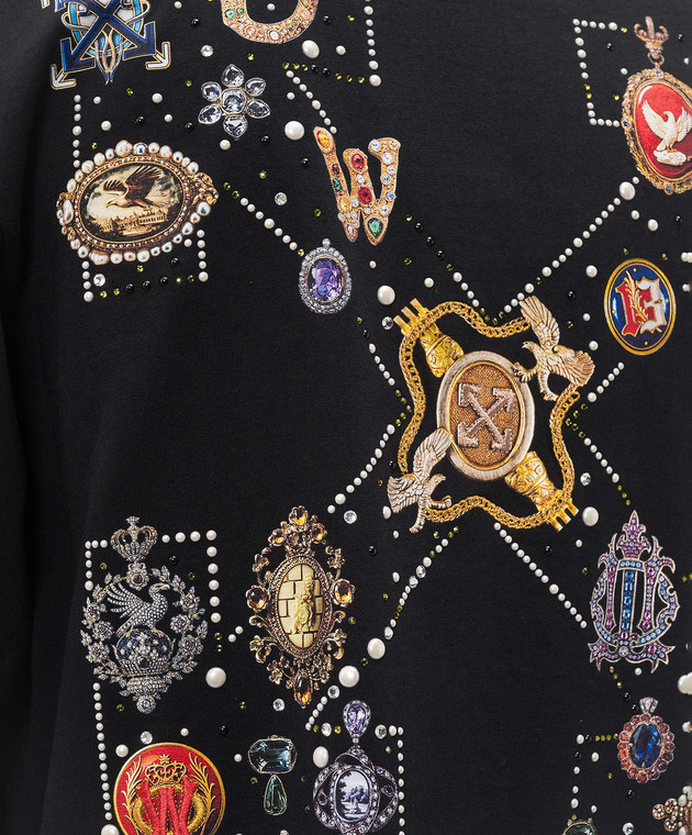 Off-White Черная футболка Jewel Arrow с кристаллами 44MAA120S26J003 изображение 5