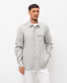 Kiton Серая рубашка из льна UMCBUBAH09690