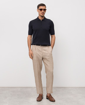 Peserico Синее поло с шелком R59464F1809317