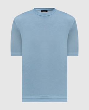 Stefano Ricci Блакитна футболка із шовку з вишивкою логотипа K616215G10F26101