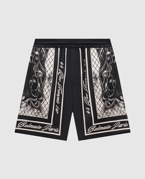 Balmain Черные шорты Foulard в принт HH1PA145VJ07