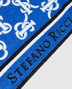 Stefano Ricci Синее махровое полотенце с принтом монограммы логотипа YTELM03SPSR04