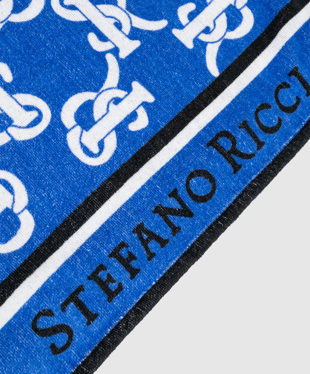 Stefano Ricci Синій махровий рушник з принтом монограми логотипа YTELM03SPSR04 зображення 2