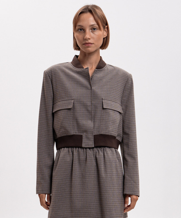 Twinset Коричневый укороченный бомбер в клеточку 262TP2633 изображение 3
