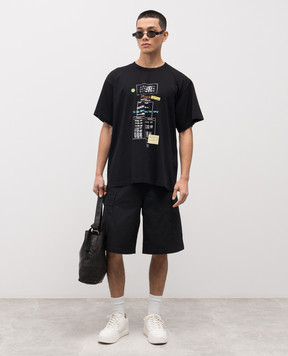 Maison Margiela MM6 Черная футболка с брендовым принтом SH0GC0070M20170