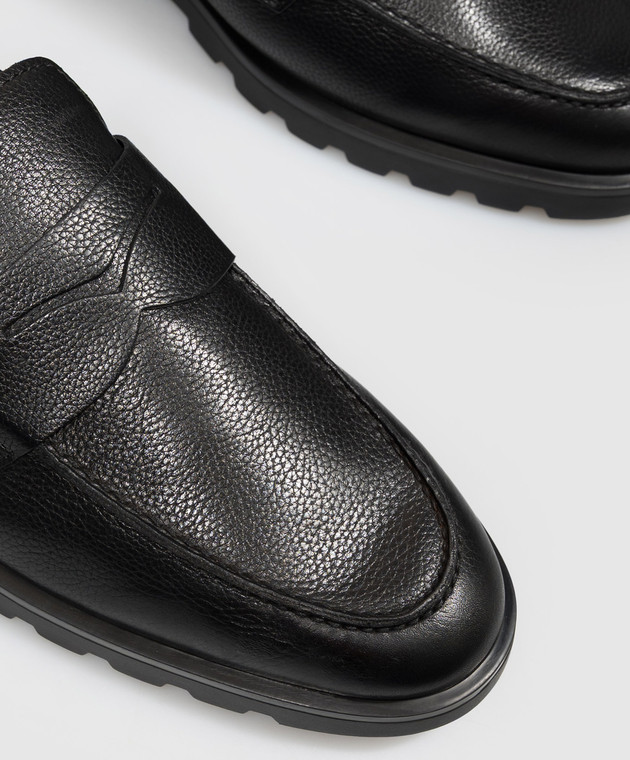 Santoni Черные кожаные лоферы MGDG18610NEOGHAS изображение 5