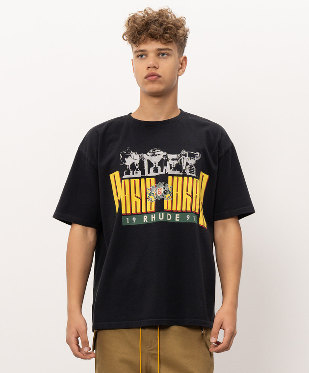 Rhude Черная футболка Paris Trofeo RHPF26TT10012 изображение 3