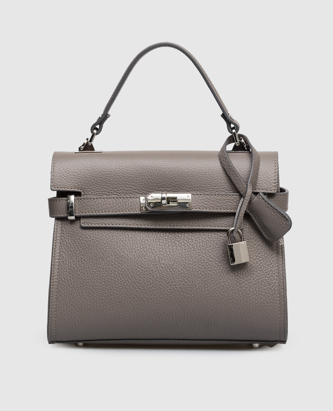 Серая кожаная сумка-сетчел Dollaro