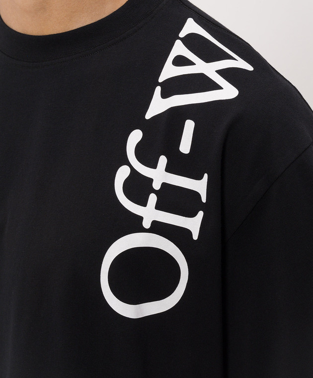 Off-White Черная футболка с контрастным логотипом 44MAA120F26J010 изображение 5