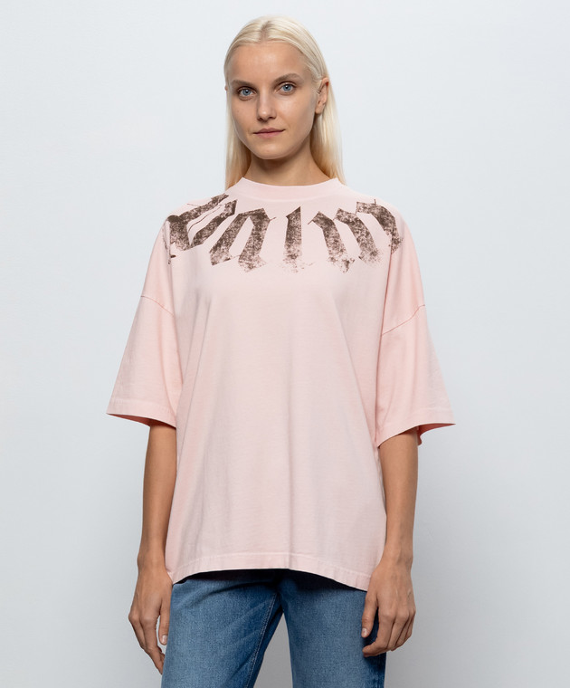 Palm Angels Рожева футболка з принтом логотипа PAMAA003JR001w зображення 3
