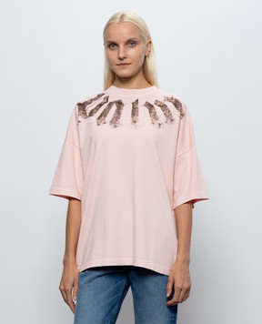 Palm Angels Розовая футболка с принтом логотипа PAMAA003JR001w